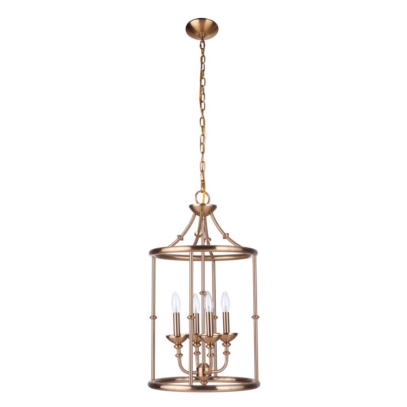Lustre tambour 4 lumières Amoi, Laiton satiné