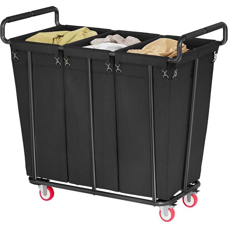 Large Laundry Hamper With Wheels, 360L 3 Bag Big Rolling Laundry...