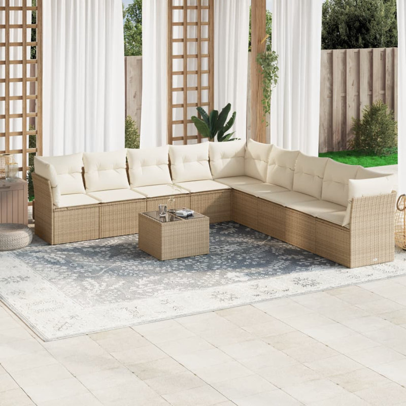 Vidaxl Garden Sofa Set, Cream White, Beige