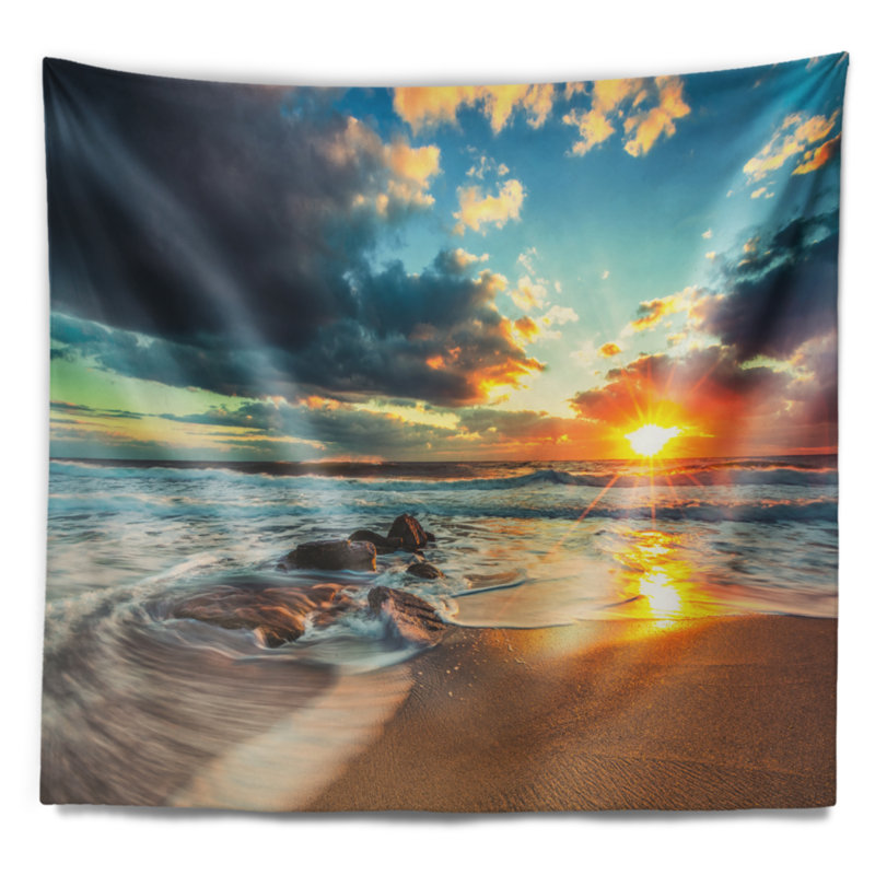 Tapisserie sur la plage, H 78 po x l 92 po
