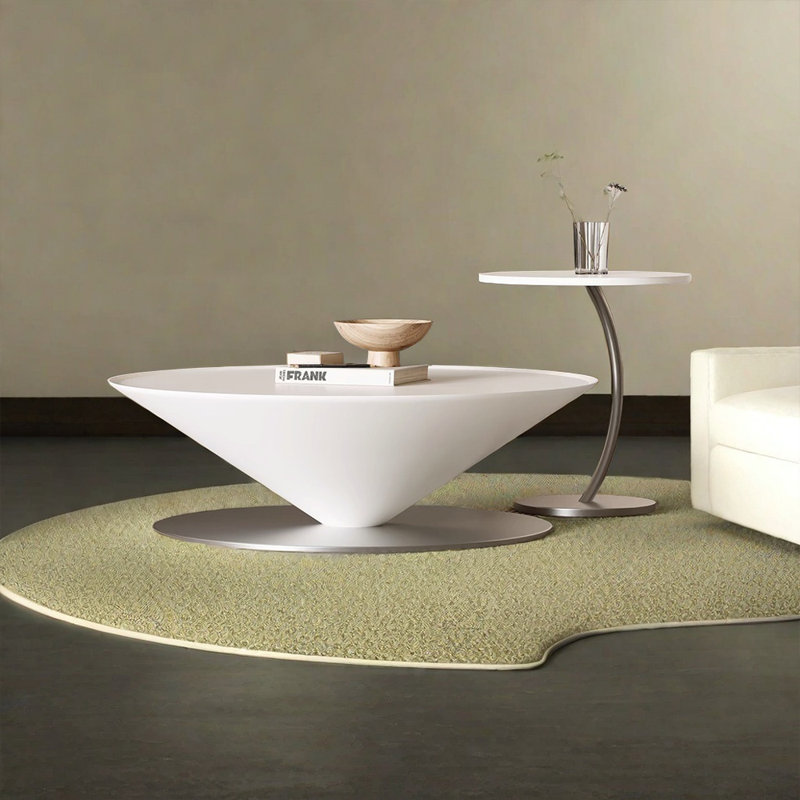 Table basse luxueuse de style moderne, Blanc / Blanc