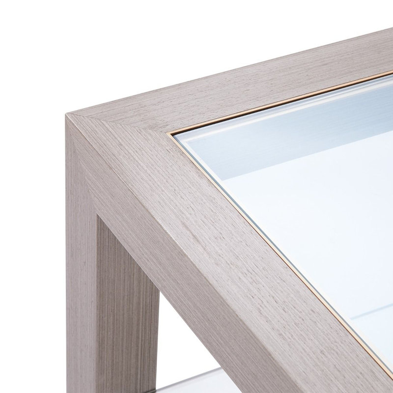 Gavin Glass End Table, Taupe Gray