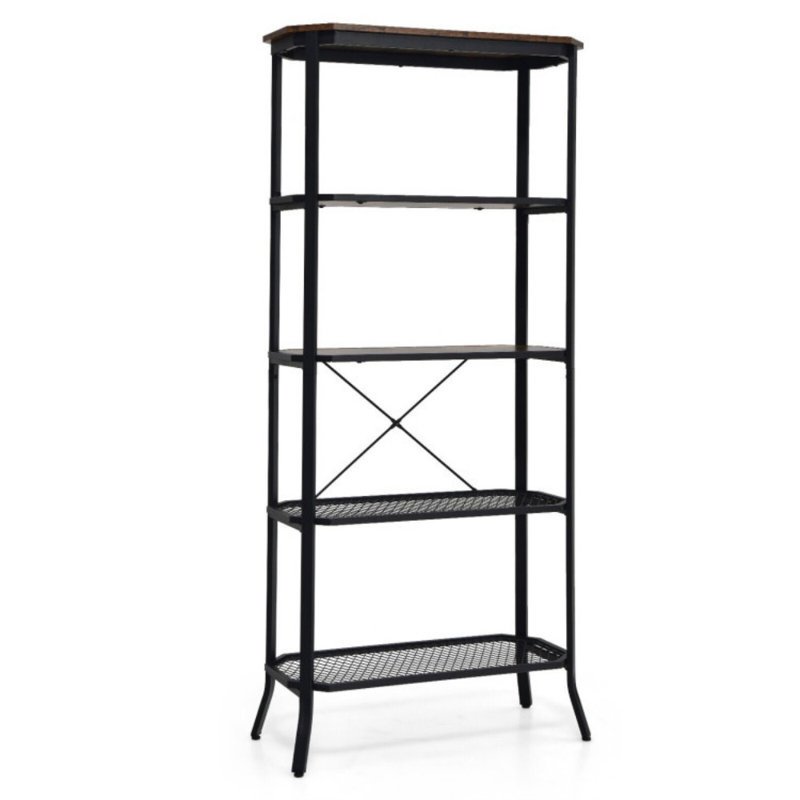 Industrial 5-Layer Bookshelf With Out-Stretched Legs