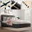 Bensu Boucle Upholstered Platform Bed-1503004643-1503004644