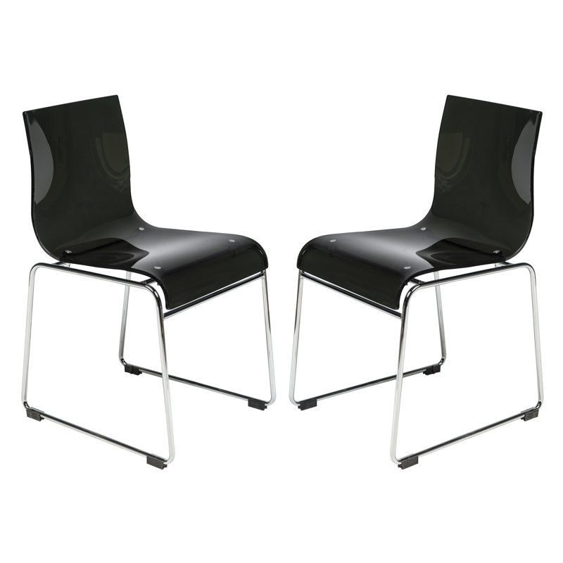 Jarnagin Modern Acrylic Dining Chair – Transparent Kitchen Side Chair with Chrome Steel Frame, Stackable and Lightweight with Floor Protectors for Dining Room or Office