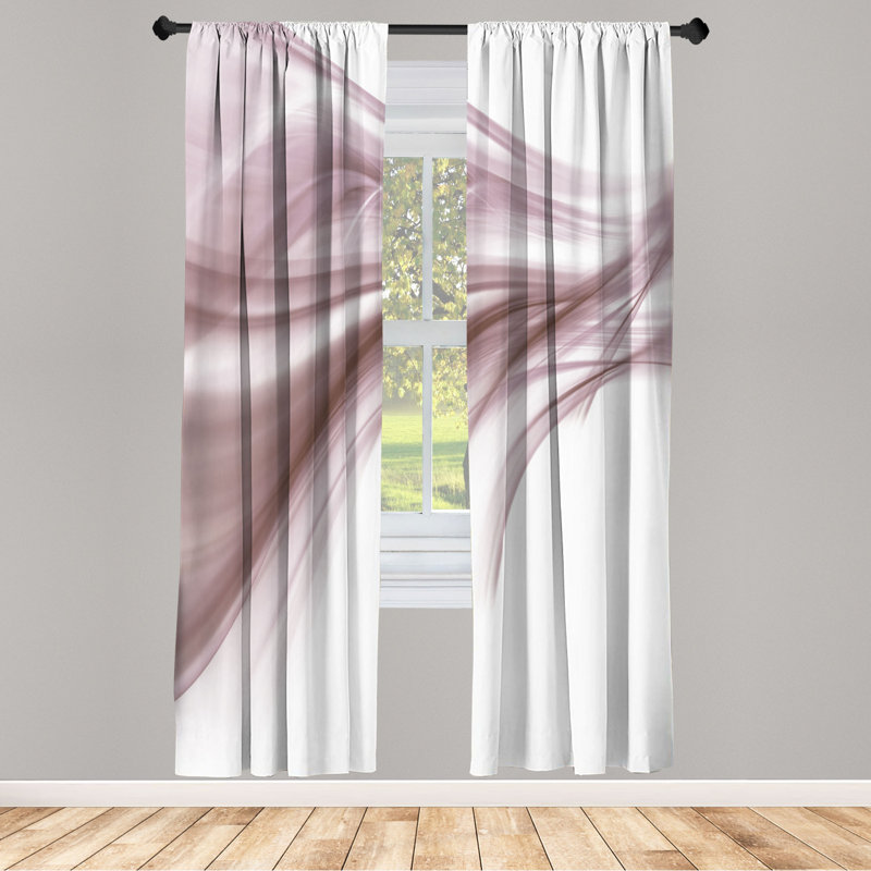 Microfiber Floral Semi-Sheer Rod Pocket Curtain Panels, 28" W x 95" L, Light Purple