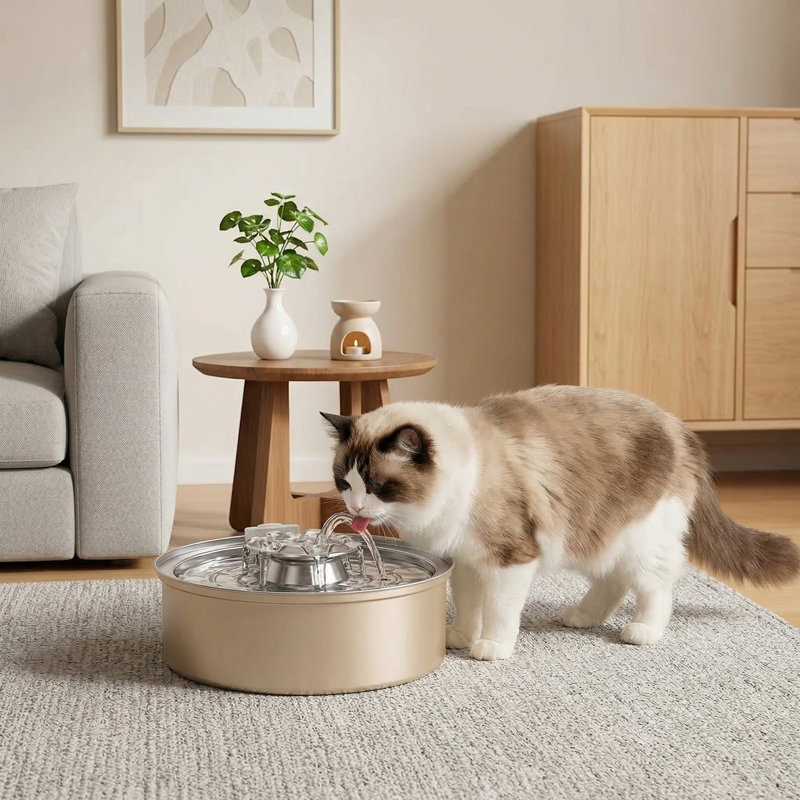 Fontaine à chat automatique en acier inoxydable, 67 oz / 2,0 L avec pompe ultra-silencieuse et lumière DEL, lavable au lave-vaisselle, pour chats et chiots