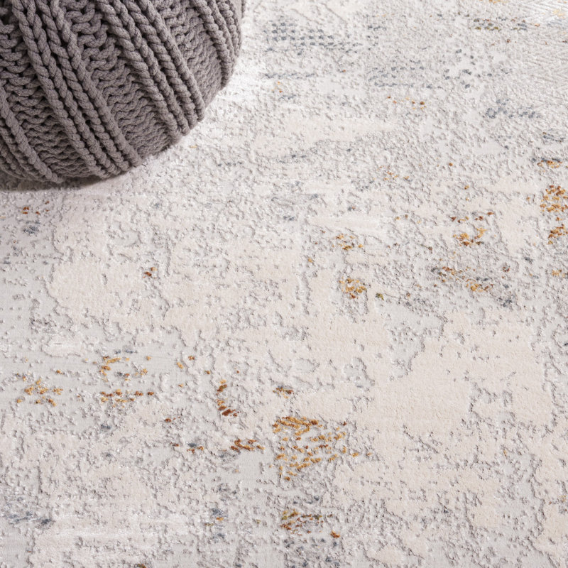 Abstract Machine Made Power Loom Area Rug in Beige/Grey, Rectangle 9' x 12'