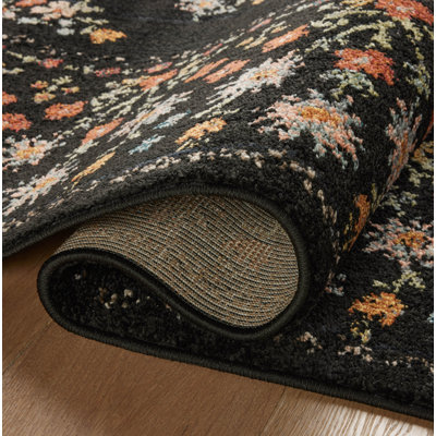 Tapis noir Rifle Paper Co. x Loloi Laurel