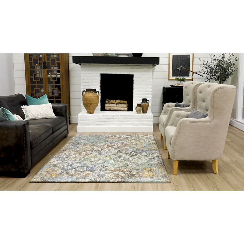 Gray and Multi-Color Medallion Viscose Area Rug