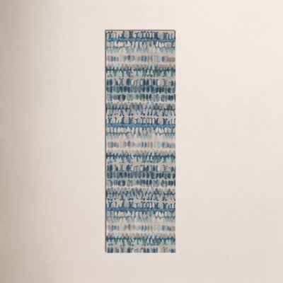 Paint Chip Indigo Denim Beige Abstract Wool Rug