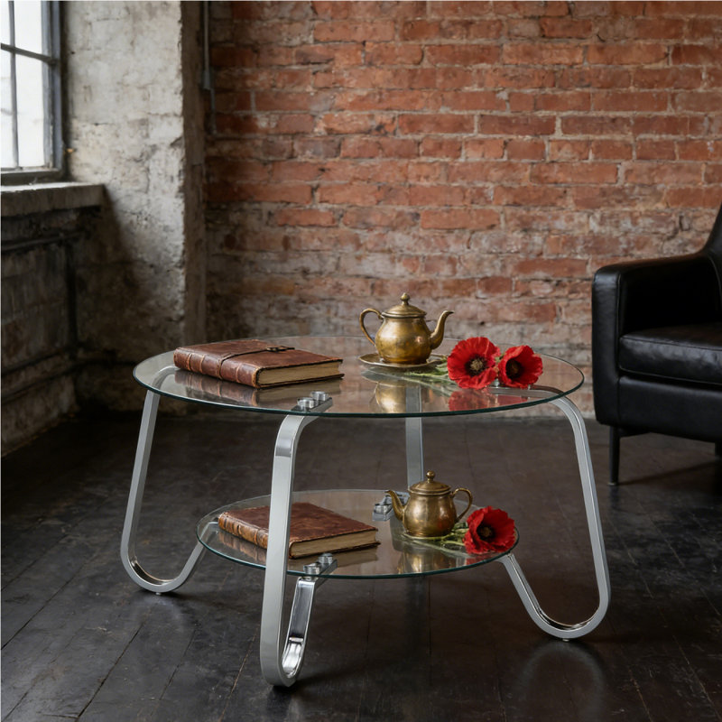 Table basse ronde Modern, Argent argent