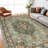 Washable Oriental Area Rug - Rugs for Living Room Soft Carpet for Bedroom Waterproof Floral Distressed Indoor Stain Resistant Non-Shedding Floor Carpets (Green)-232252217