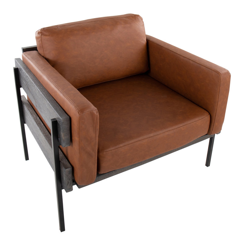 Fauteuil Annelen, Gris, Noir, Similicuir brun clair
