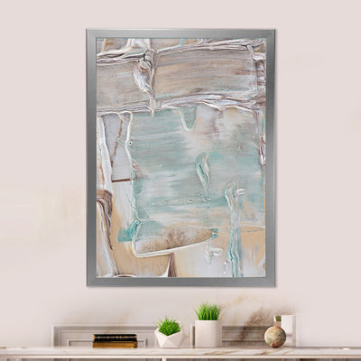 Artistique beige clair sur fond bleu II - art mural moderne et contemporain sur toile