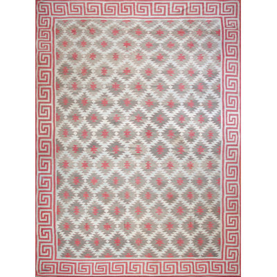 Tapis indien antique en coton tissé à plat géométrique Dhurrie
