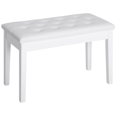 Piano Bench, Duet Piano Chair With Faux Leather Padded Cushion And Wooden Frame, Button Tufted Keyboard Bench