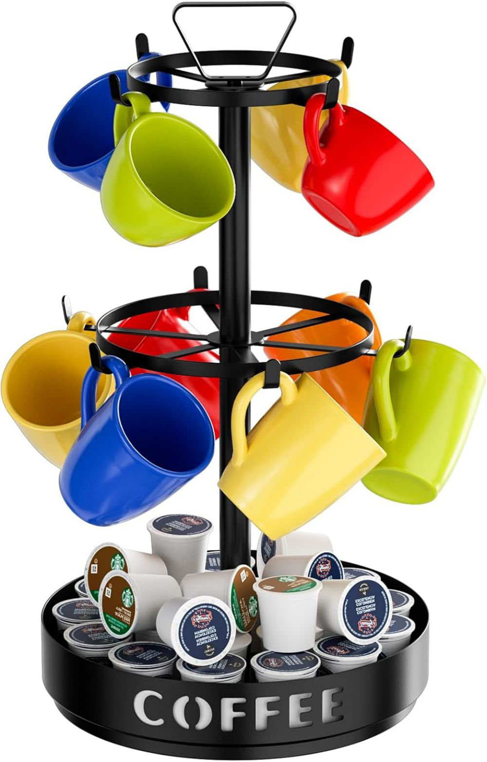 Latitude Run® Coffee Mug Holder Mug Tree Stand, Rotatable Metal Mug ...