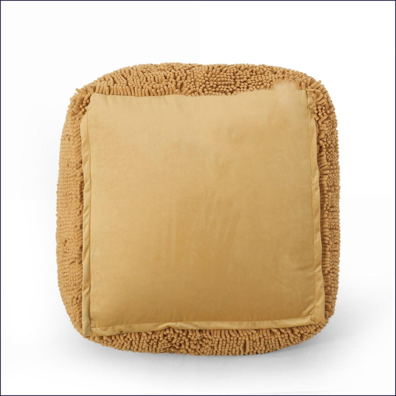 Pouf Square Microfiber Chenille Coral Red for Living Room, Bedroom | Coral | Microfiber, Red