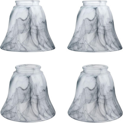 4 Pack Smokey Alabaster Glass Lamp Shades, Bell Shape Replacement Glass Shades, 2-1/8" Fitter, 4-3/4" D X 4-1/2" H, For Ceiling Light Fixture Vanity Light