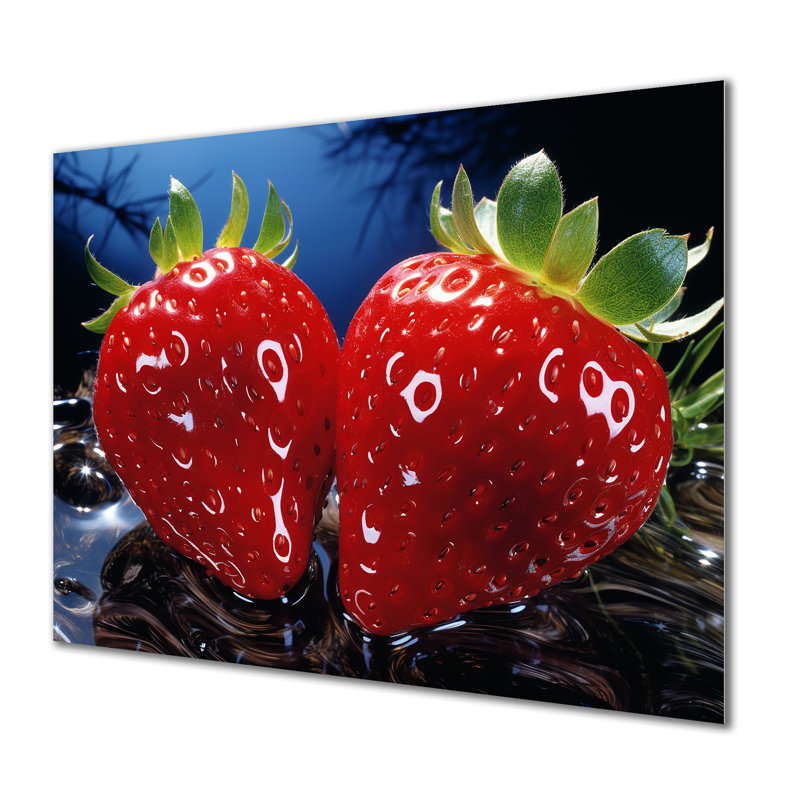 Romantiques rubis, fraise et sonate IV - fruits, art mural en métal, H 12 po x l 20 po x P 1 po