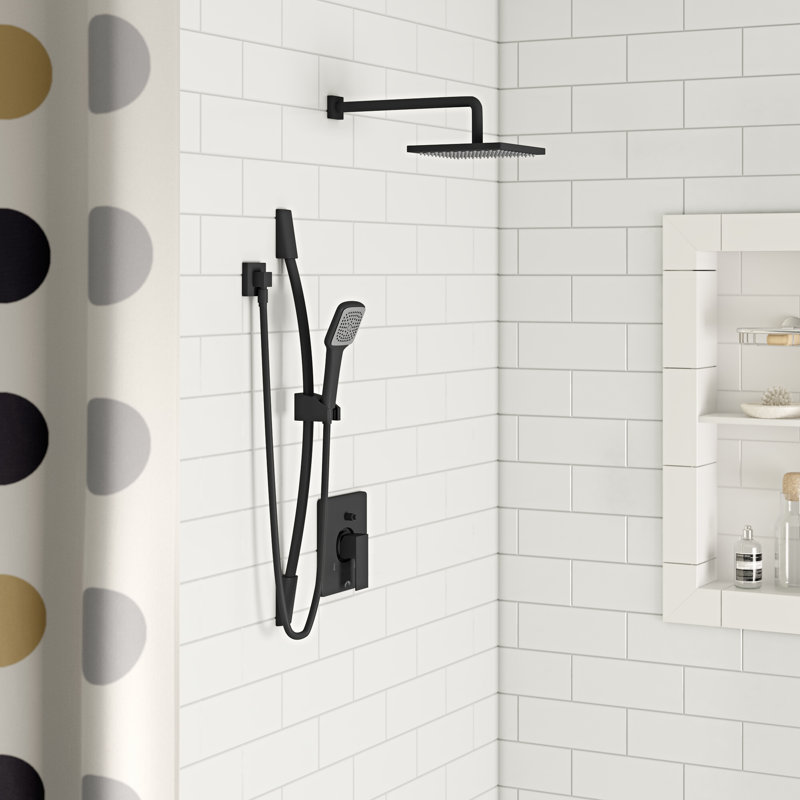 Quadrato All-In-One Kit with Rough in-Valve, Matte Black