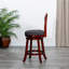 Tabouret de bar 30 po avec siège en cerisier et tissu gris anthracite moelleux - expérience d'assise luxueuse-895660330-895660332
