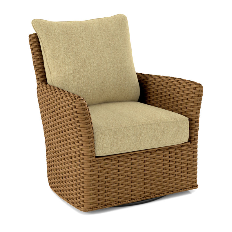 Fauteuil pivotant en polyester de 28 po de largeur Lanai, Rayures vert et bleu; 0252-54, Miel