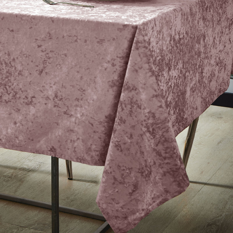 Crushed Velvet Table Cloth, 137cm W x 178cm L, Blush
