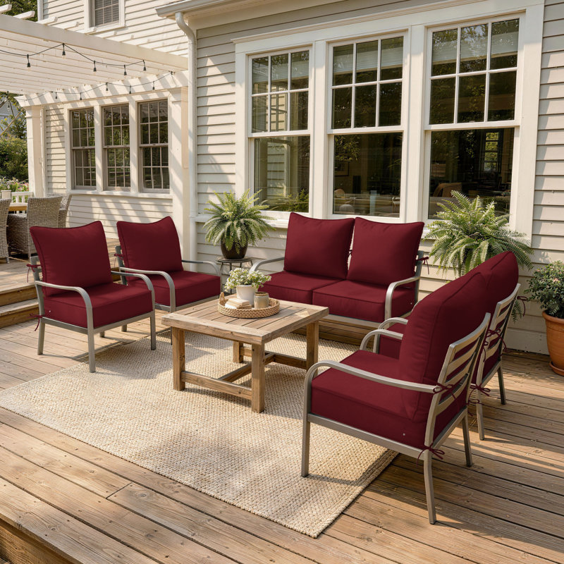 6.5″ Outdoor Replacement Cushion Set, Deep Seating Seat / Back Cushion Set, Burgundy
