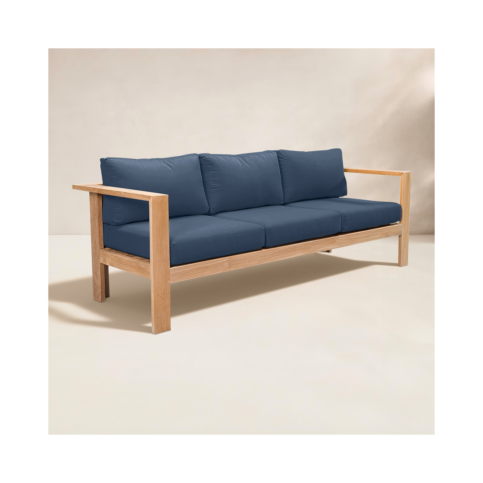 Sonoma 89" Teak Outdoor Sofa with Sunbrella® Cushions, Spectrum Indigo Sunbrella®