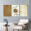 Ensemble de 3 reproductions de peinture à l'huile sur toile abstraite géométrique or et crème sur toile pour salon chambre à coucher