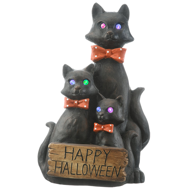 Trio de chats 21 "noir avec lumières DEL et son
