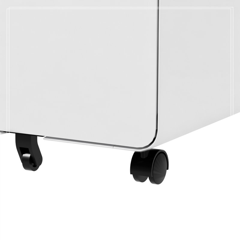 Classeur mobile en métal 2 tiroirs avec serrure, Blanc