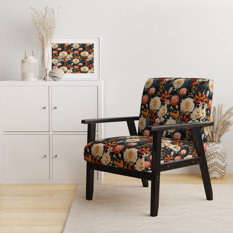 Fauteuil d'appoint rembourré de style tropical orange et beige
