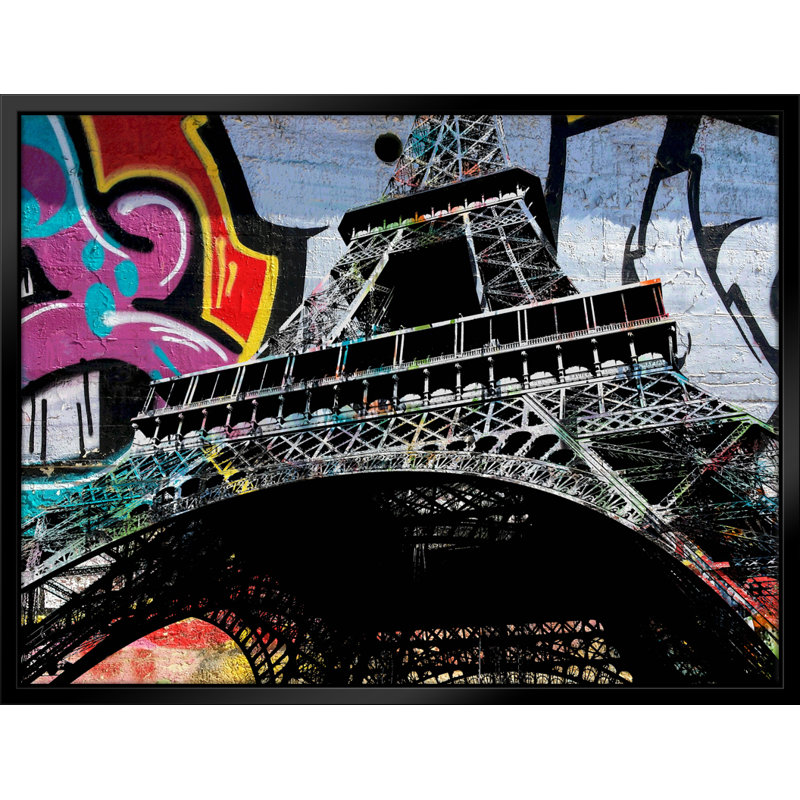 Eiffel Graffiti IV Pop Art-Giclee on Canvas with Float Frame Vertical