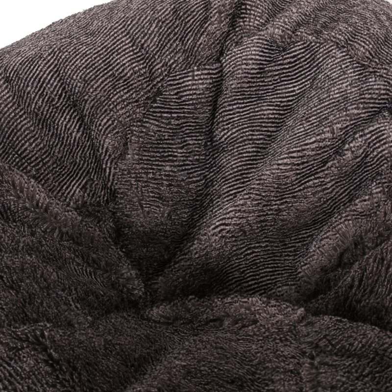 Vida 3 Foot Rounded Faux Fur Bean Bag, Brown/Beige, Brown/Beige Faux Fur