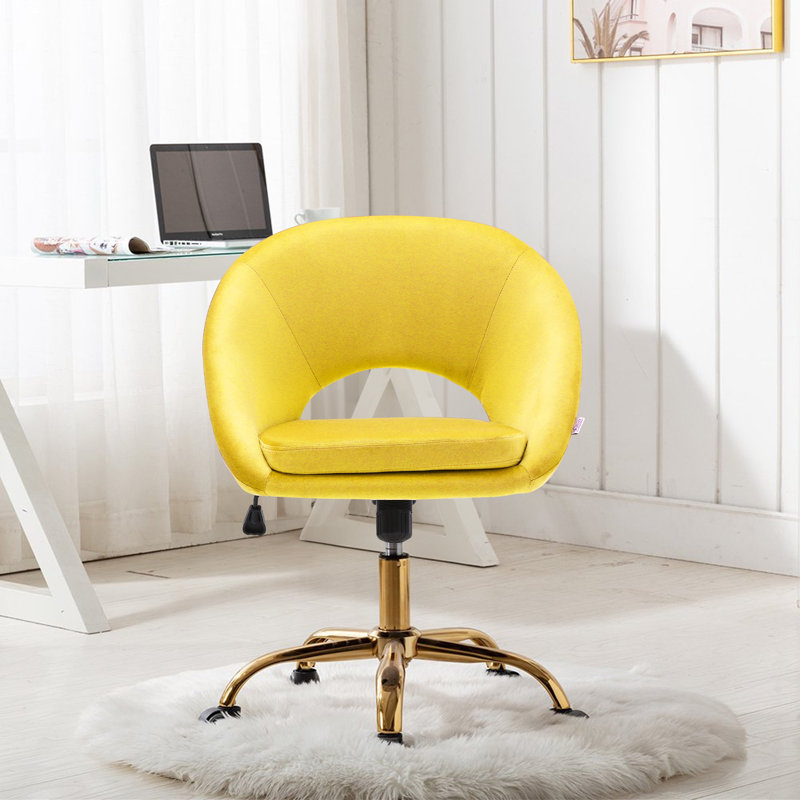 Airyona Velvet Office Chair, Yellow