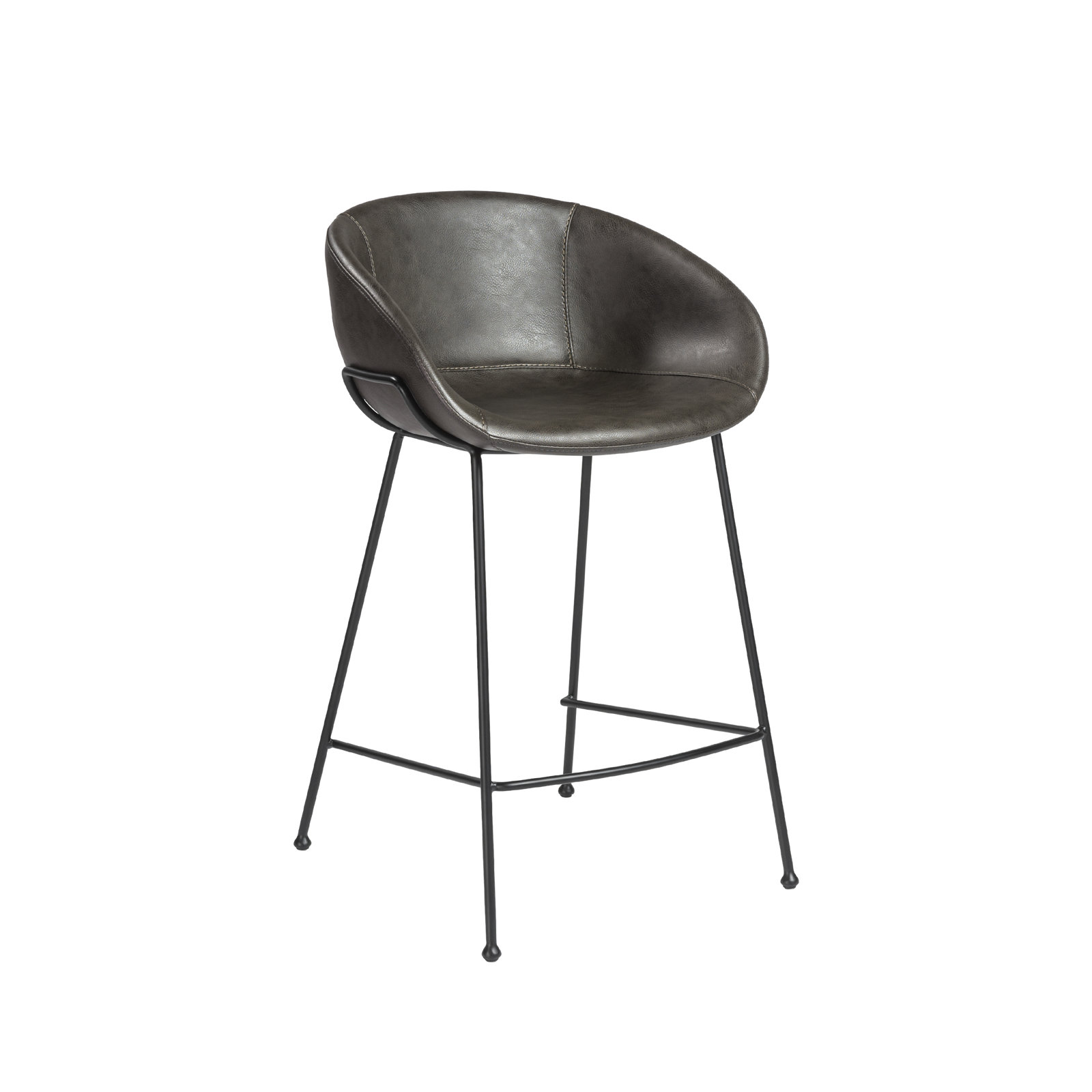 Ardea Bar and Counter Stool, Counter Stool (25.6" Seat Height), Vintage Dark Gray Faux Leather