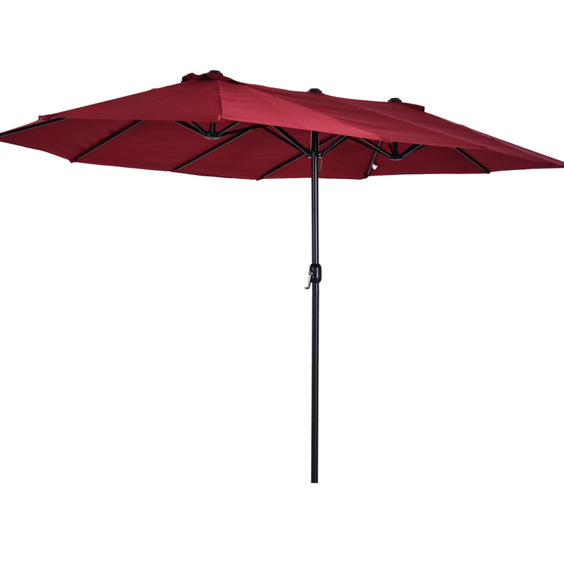 Parasol de patio 15 pi, très grand, double, construction - rouge vin pour piscine, arrière-cour grand, rouille - plaisir extérieur