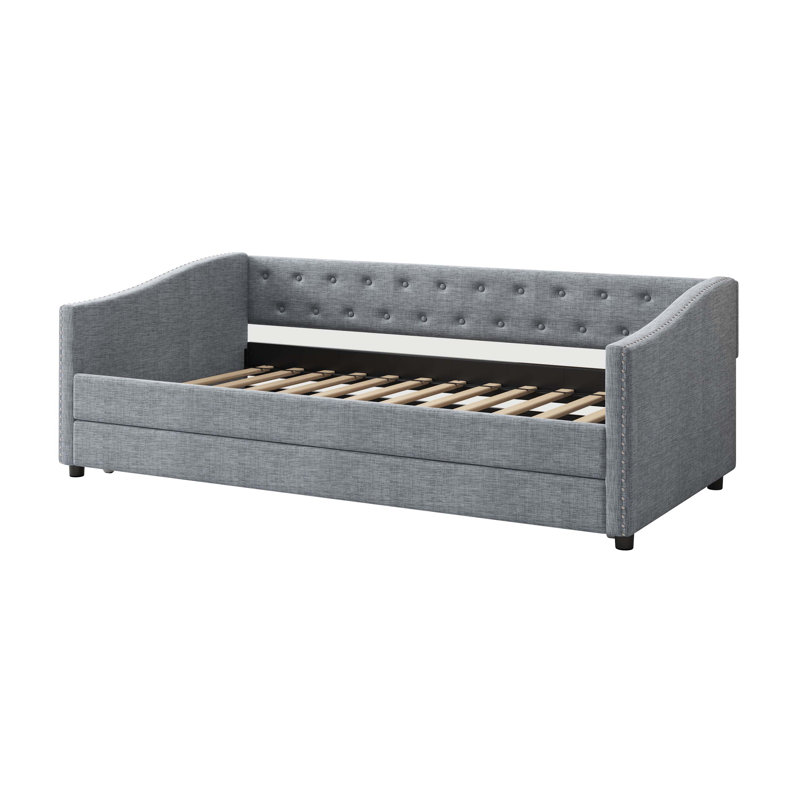 Luxurious Tufted Sofa Bed with Stylish Back Button and Wave Arms