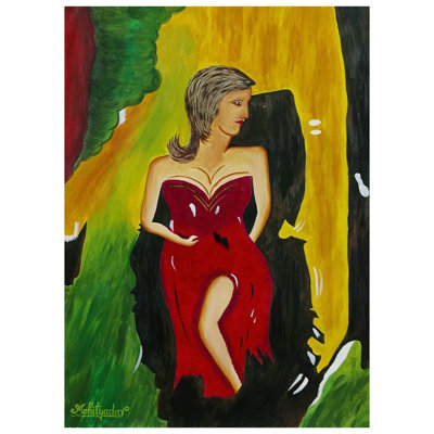 Abstrait d'une fille debout | Acrylique sur papier | Par Mohit Yadav