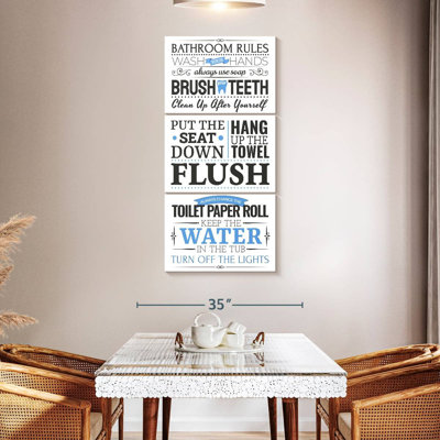 Bathroom Rules Typography Wall Sign