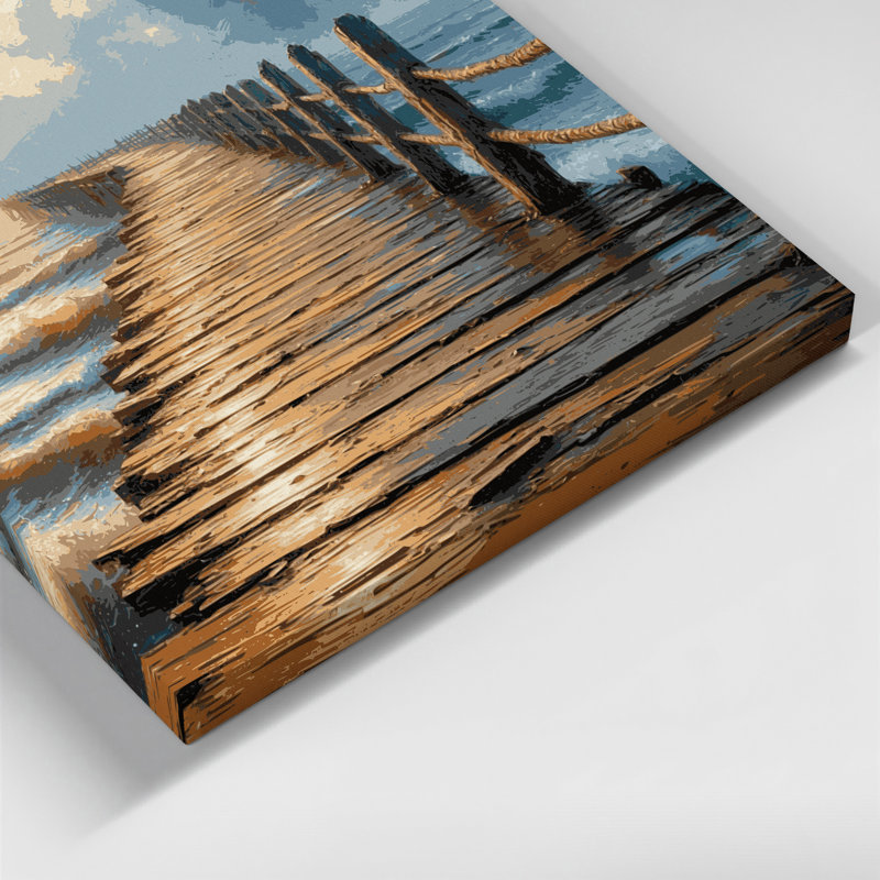 Art mural sur toile, "Nautical Boardwalks" beige, H 20 po x l 30 po