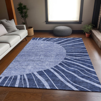 Premium Machine Washable Prisco Navy Rug