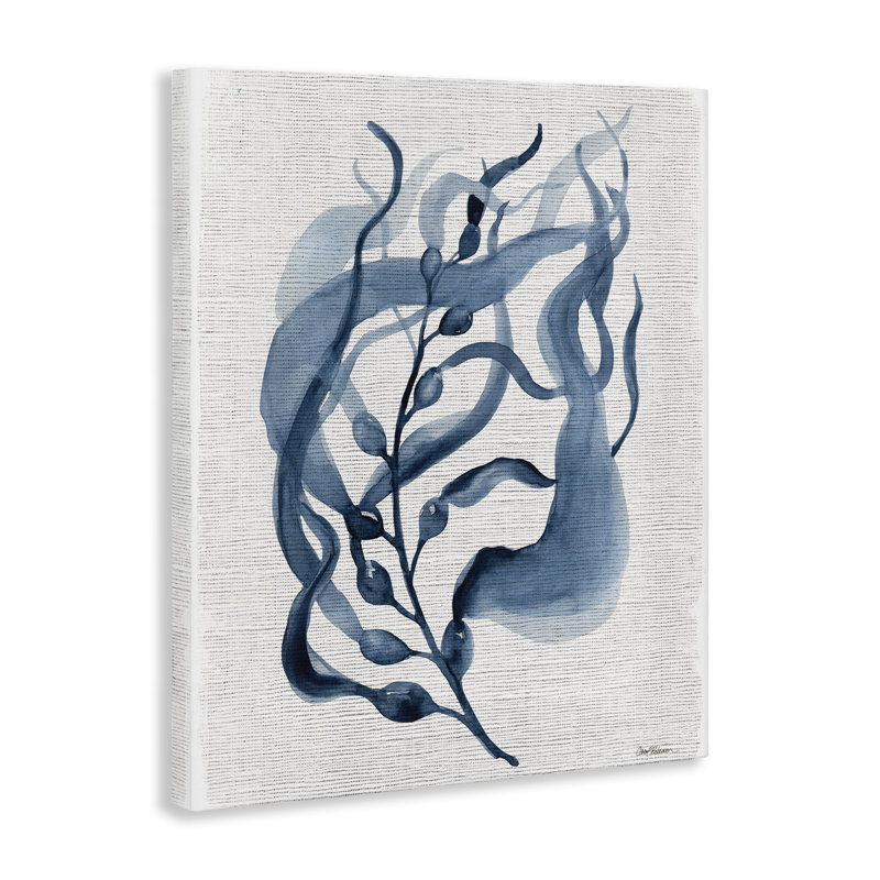 Toile à feuille d'herbe bleue fluide, design par Carol Robinson, H 40 po x l 30 po