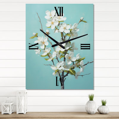 Fleur de pommier élégance monochromatique XXII - Très grandes horloges murales florales