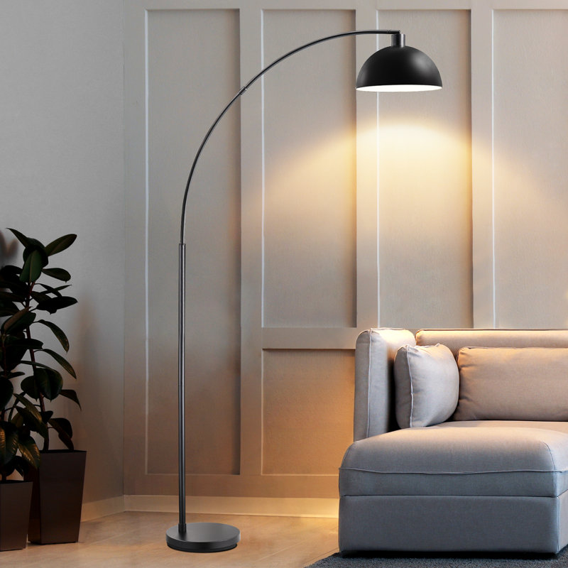 Bynaker 78.4'' Arched/Arc Floor Lamp with metal shade, Black