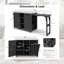Îlot de cuisine extérieur pliant de 78,3 po de largeur avec plateau en acier inoxydable - Station de préparation de barbecue massive avec armoire à ordures inclinable - Chariot de barbecue mobile de 36 po de hauteur - Noir-558034738
