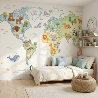 Papier peint carte du monde avec papier peint texturé pour enfants